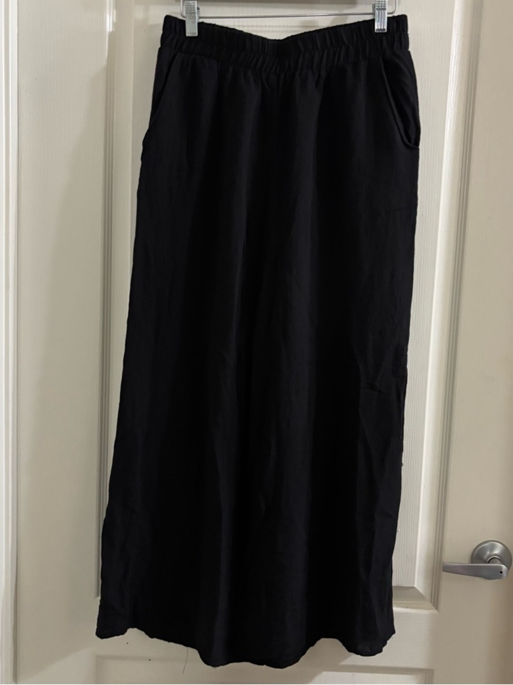 bohme Black Wide-Leg trouser Pants with Elastic Waistband